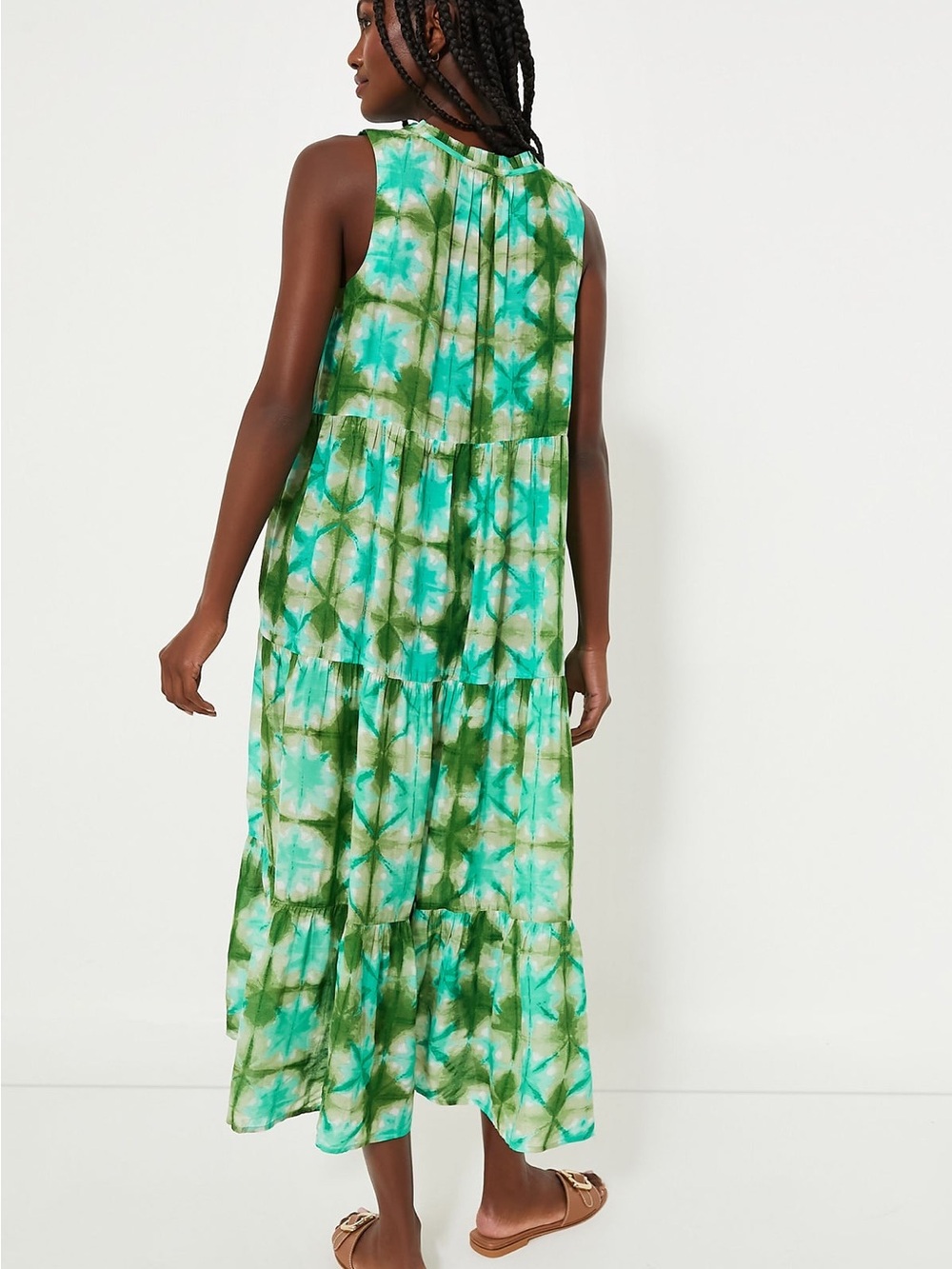 Tuckernuck Seafoam Medallion Salty Paloma Caftan Tie-Dye Tiered Maxi Dress Small - Picture 3 of 12